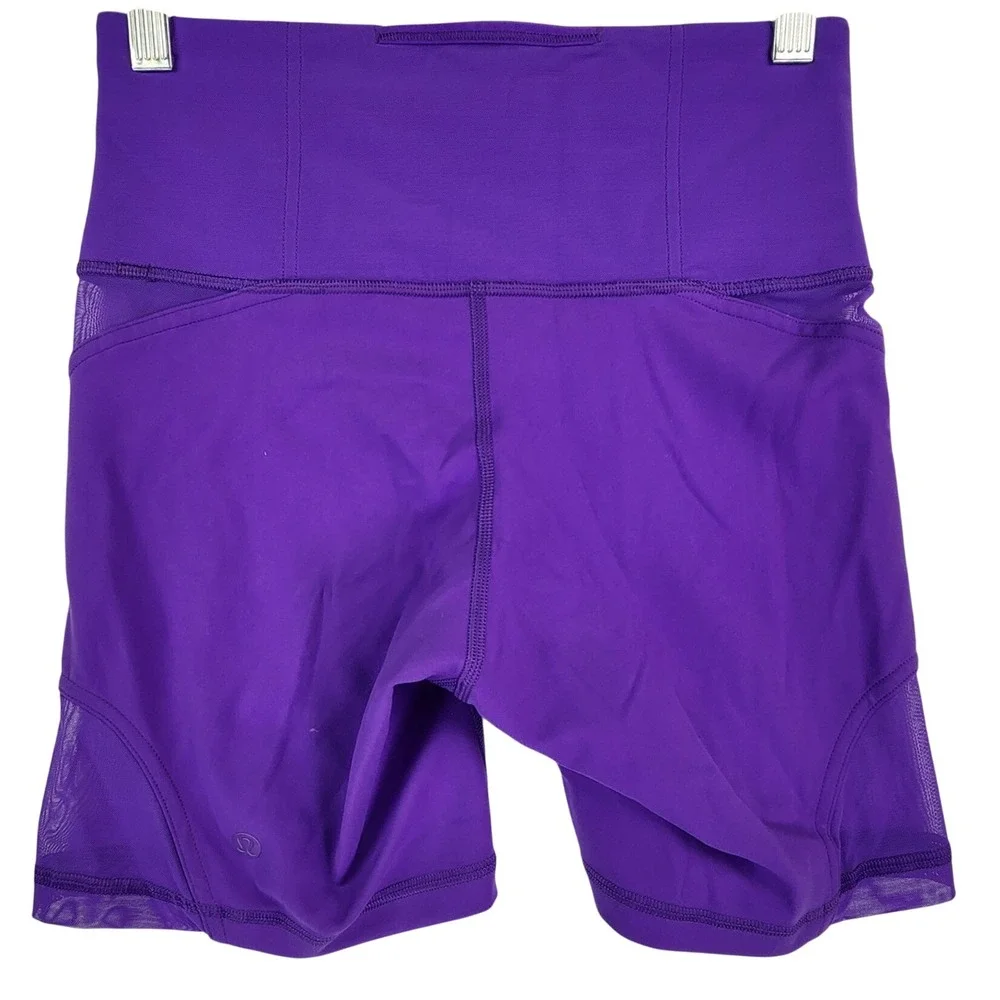 Lululemon 6 Purple Train Times Mesh Short High Rise Biker Athletic Yoga Workout